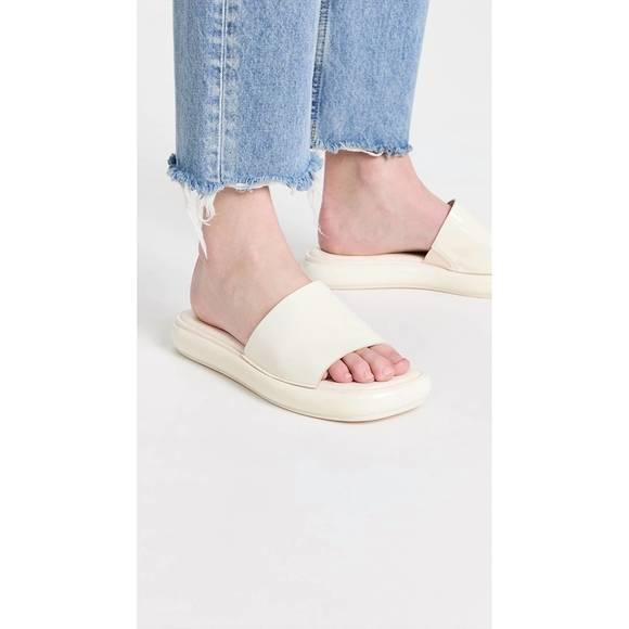 NEW VINCE evie platform slide sandal in marble cream - Picture 1 of 4
